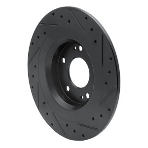 Mitsubishi Eclipse Cross Brake Rotor (1) - Rear Left - R1 Concepts - Drilled & Slotted - Black - `13-`25